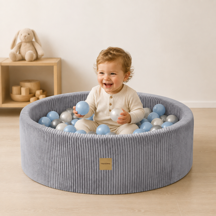Trendmix Ballenbak met 200 Ballen – Lichtgrijs Corduroy Ballenbad 90 x 30 cm