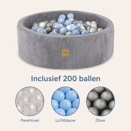 Trendmix Ballenbak met 200 Ballen – Lichtgrijs Corduroy Ballenbad 90 x 30 cm