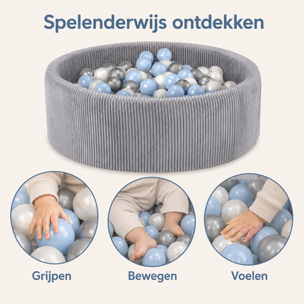 Trendmix Ballenbak met 200 Ballen – Lichtgrijs Corduroy Ballenbad 90 x 30 cm