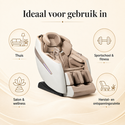 Sakura Prime 101 Massagestoel Beige – Elektrische Full Body Massage – Zero Gravity – Luchtkussens – Verwarming – Bluetooth
