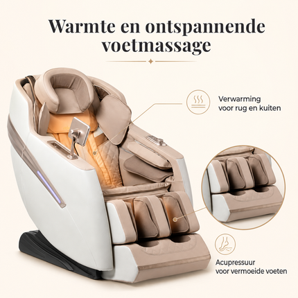 Sakura Prime 101 Massagestoel Beige – Elektrische Full Body Massage – Zero Gravity – Luchtkussens – Verwarming – Bluetooth
