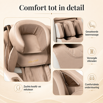 Sakura Prime 101 Massagestoel Beige – Elektrische Full Body Massage – Zero Gravity – Luchtkussens – Verwarming – Bluetooth