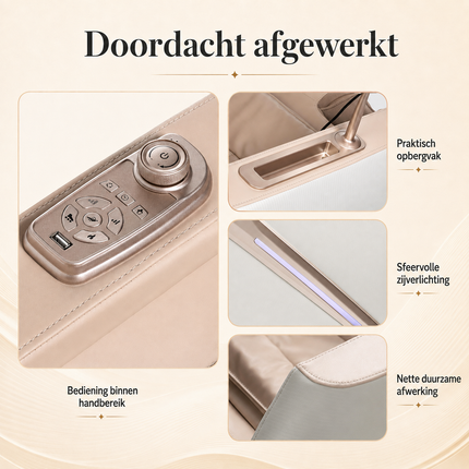 Sakura Prime 101 Massagestoel Beige – Elektrische Full Body Massage – Zero Gravity – Luchtkussens – Verwarming – Bluetooth