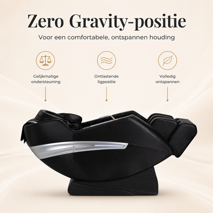 Sakura Prime 101 Massagestoel Zwart – Elektrische Massagefauteuil met Zero Gravity – Luchtkussens – Verwarming – Bluetooth