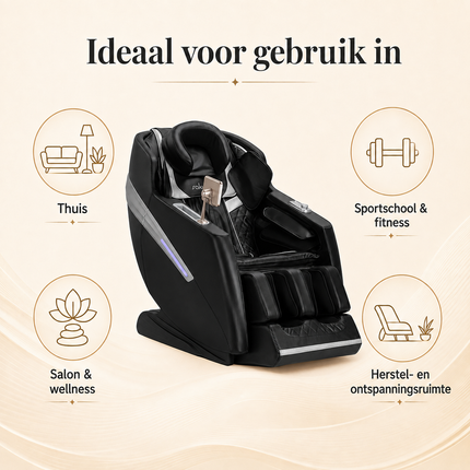Sakura Prime 101 Massagestoel Zwart – Elektrische Massagefauteuil met Zero Gravity – Luchtkussens – Verwarming – Bluetooth