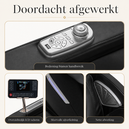 Sakura Prime 101 Massagestoel Zwart – Elektrische Massagefauteuil met Zero Gravity – Luchtkussens – Verwarming – Bluetooth