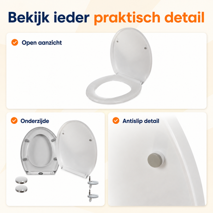 Universele Softclose WC-Bril – Afneembaar – Quick Release – RVS Scharnieren – Wit
