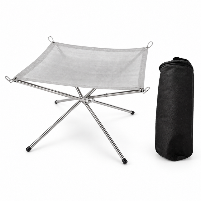 Trendmix Opvouwbare Vuurkorf Groot – Draagbare Kampvuurstandaard met Reistas – RVS Vuurschaal Buiten – Camping Fire Pit 56 x 56 x 43 cm