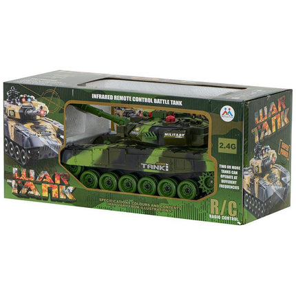 RC Speelgoed Boscamouflage Tank - Op Afstand Bestuurbare Radiografische Tank Met Afstandsbediening - Met Geluid & Licht Effecten - Met Interne Accu - 2.4Gz - Boscamouflage