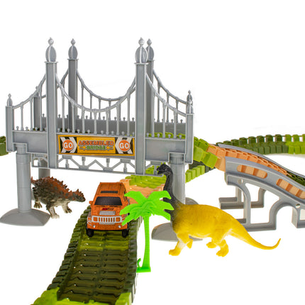 228-delige dinosaurus racebaan met auto op batterijen
