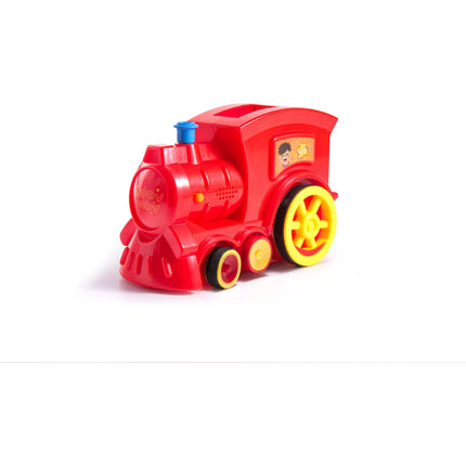 82-delige speelgoed domino trein inclusief stenen rood - Voor het automatisch neerzetten van domino stenen