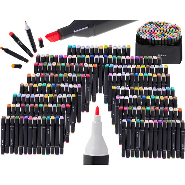 Dubbelzijdige alcoholmarkers in etui 168 stuks