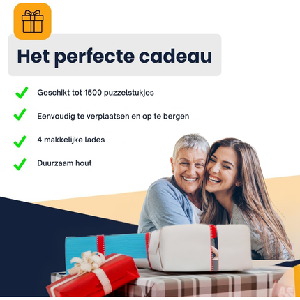 MIRO® Houten Puzzelbord 1500 Stukjes – Puzzeltafel met 4 Lades – Puzzel Organizer & Sorteerbord – Duurzaam Hout – 89x69 cm – Voor Volwassenen