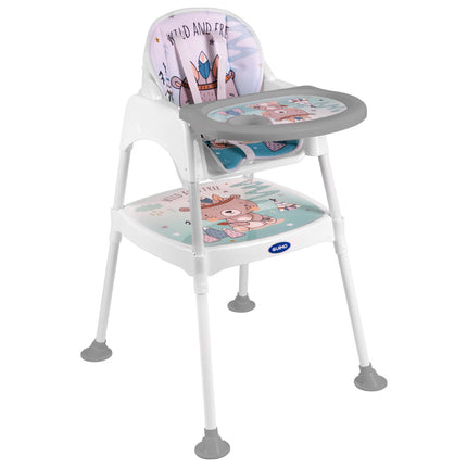 2de kansje Guimo 3 in 1 voedingsstoel / kinderstoel met 5-punts gordel wild & free blauw