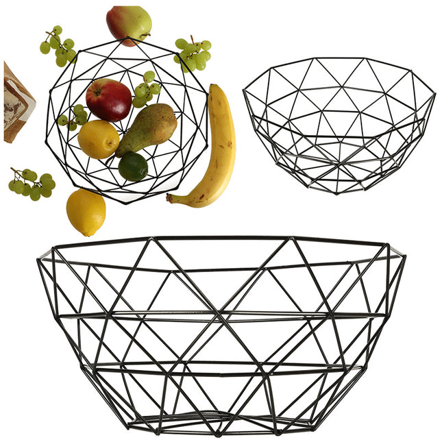 Ikonka Aluminium Fruitschaal 26 cm Zwart - Ronde Fruitmand
