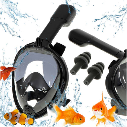 Snorkelmasker Volledig Gezicht L/XL – Full Face Snorkelmasker – Opvouwbaar – Anti Fog – Dry Top – 180° Panoramisch Zicht – Zwart – Met GoPro Houder