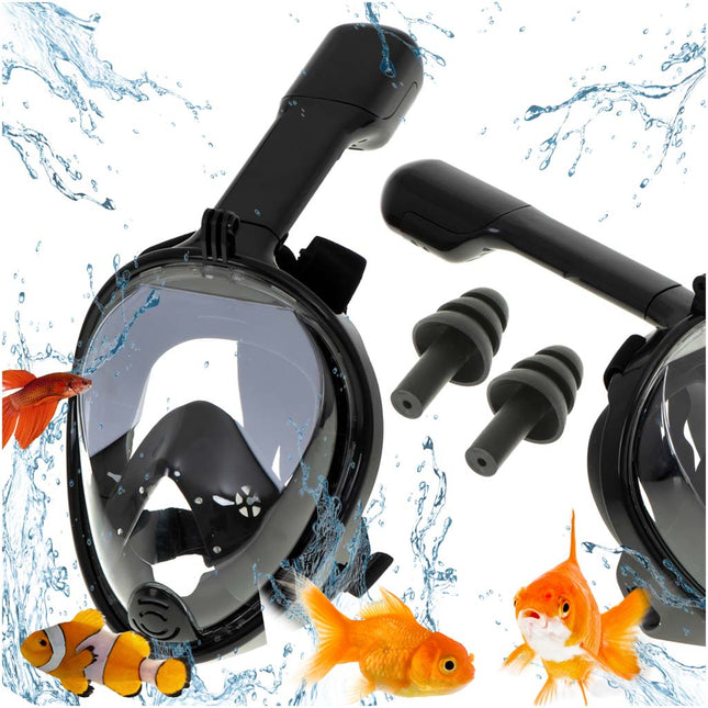 Snorkelmasker Volledig Gezicht L/XL – Full Face Snorkelmasker – Opvouwbaar – Anti Fog – Dry Top – 180° Panoramisch Zicht – Zwart – Met GoPro Houder
