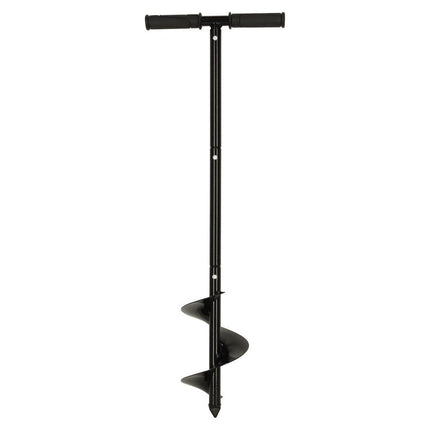 Ikonka zwarte Grondboor met rubberen handvat - Tuinboor - Palenboor - boordiameter 15 cm totale lengte 85 cm