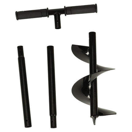 Ikonka zwarte Grondboor met rubberen handvat - Tuinboor - Palenboor - boordiameter 15 cm totale lengte 85 cm
