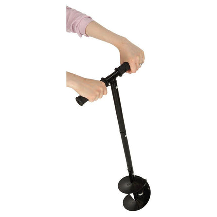 Ikonka zwarte Grondboor met rubberen handvat - Tuinboor - Palenboor - boordiameter 15 cm totale lengte 85 cm