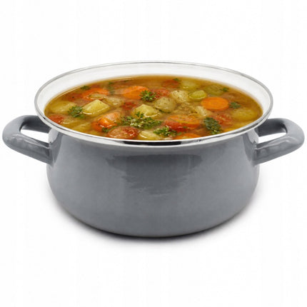 Emaille Kookpan 2,5 Liter – Emaille Pan 20 cm – Glazen Deksel – Grijs