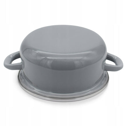 Emaille Kookpan 2,5 Liter – Emaille Pan 20 cm – Glazen Deksel – Grijs