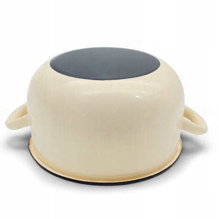 Emaille Kookpan 5 Liter – Emaille Pan 22 cm – Inductie & Alle Warmtebronnen – Crème
