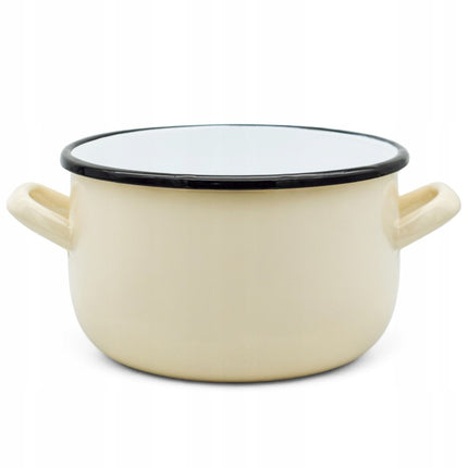 Emaille Kookpan 5 Liter – Emaille Pan 22 cm – Inductie & Alle Warmtebronnen – Crème