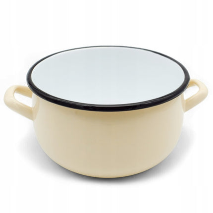 Emaille Kookpan 5 Liter – Emaille Pan 22 cm – Inductie & Alle Warmtebronnen – Crème