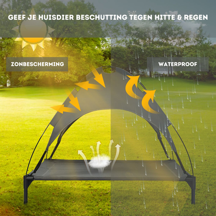 Trendmix Verhoogd Hondenbed Met Luifel - Hondenligstoel Huisdierbed Tent - Belastbaar tot 20 kg - Grijs 105 x 87 x 89 cm