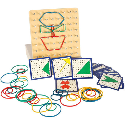Geoboard Houten Puzzel Vormen Maken Met Elastiekjes - Montessori Speelgoed - Geobord Hout - Vanaf 3 Jaar