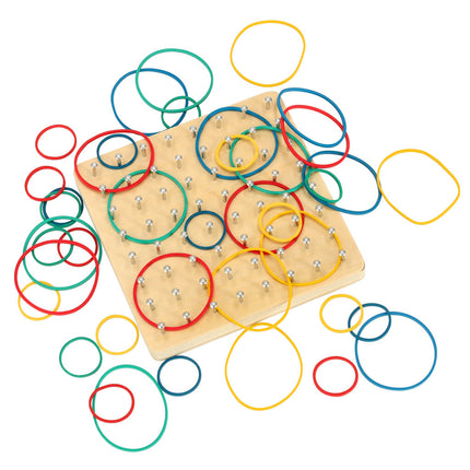 Geoboard Houten Puzzel Vormen Maken Met Elastiekjes - Montessori Speelgoed - Geobord Hout - Vanaf 3 Jaar