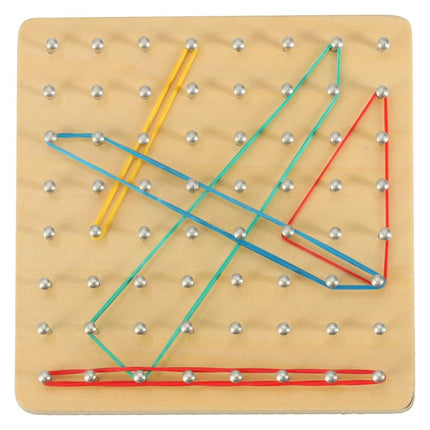 Geoboard Houten Puzzel Vormen Maken Met Elastiekjes - Montessori Speelgoed - Geobord Hout - Vanaf 3 Jaar