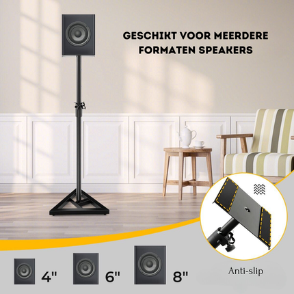 Costway Luidspreker statieven In Hoogte Verstelbaar 97-157 cm - Set Van 2 Luidspreker Standaard - Driehoekige Basis - Vierkant Platform - Antislipstickers