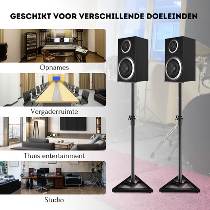 Costway Luidspreker statieven In Hoogte Verstelbaar 97-157 cm - Set Van 2 Luidspreker Standaard - Driehoekige Basis - Vierkant Platform - Antislipstickers