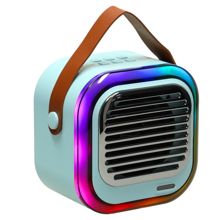 Retro Karaoke Set Met 2 Microfoons - Draagbare Bluetooth USB LED Luidspreker - KaraokeSet - Muziekspeler - Blauw