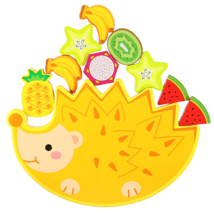 Montessori Behendigheidsspel – Houten Evenwichtsspel Egel met Fruit en Rijgdraad – Educatief Speelgoed vanaf 3 Jaar