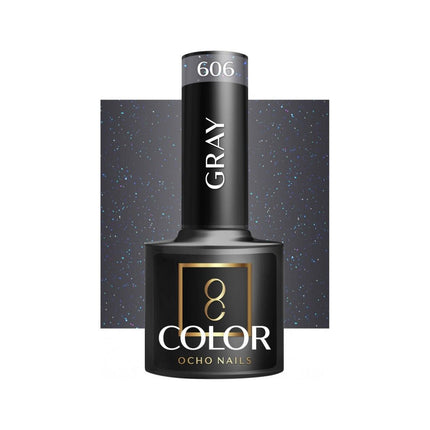 Ocho Nails grijze hybride nagellak 606 Gellak 5 g - Natuursteen-grijs - Professionele gel polish met langdurige glans