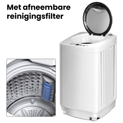 Costway Volautomatische Mini Wasmachine met Pomp en Display 3,5 kg - Mini Camping Wasmachine  -  Wit 43x43x75 cm