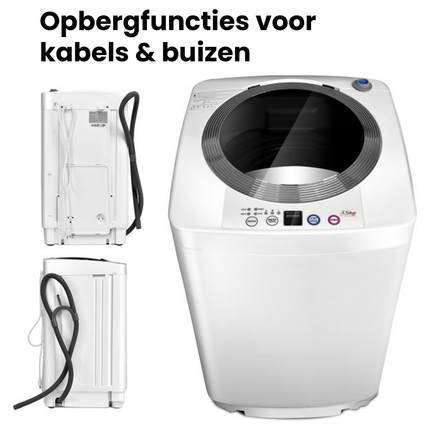 Costway Volautomatische Mini Wasmachine met Pomp en Display 3,5 kg - Mini Camping Wasmachine  -  Wit 43x43x75 cm