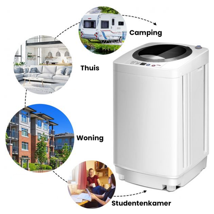 Costway Volautomatische Mini Wasmachine met Pomp en Display 3,5 kg - Mini Camping Wasmachine  -  Wit 43x43x75 cm