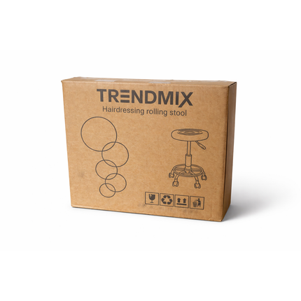 Trendmix Kapperskruk op Wielen – Ergonomische Zadelkruk met Voetsteun – In Hoogte Verstelbaar – Rubberen Wielen & Zwart PU-Ecoleer
