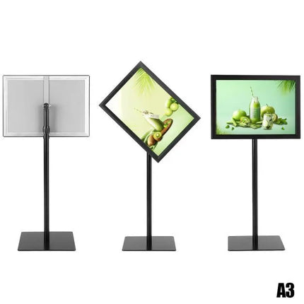 A3 Posterstandaard – Verstelbare Informatiestandaard – 360° Draaibaar – Staande Posterhouder – Zwart