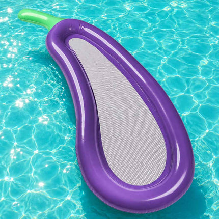 Opblaasbaar Luchtbed Aubergine XXL 240 cm – Drijvend Zwembad Luchtbed met Mesh Ligvlak – Waterhangmat voor Zwembad & Strand