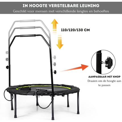 2de kansje Costway Opvouwbare Fitness Trampoline Met Weerstandsbanden - Mini Trampoline - Verstelbaar Zwart/Groen Ø102 cm