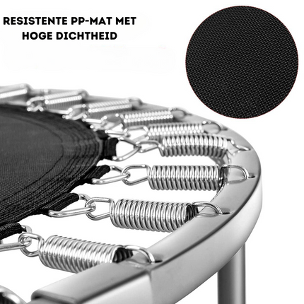 Trendmix XL Dubbele Fitness Trampoline voor 2 personen - 150 kg belasting - Opvouwbare Mini Trampoline Met Verstelbare Leuning - Voor volwassenen en kinderen - 154 x 89 x 92-132 cm - Rood