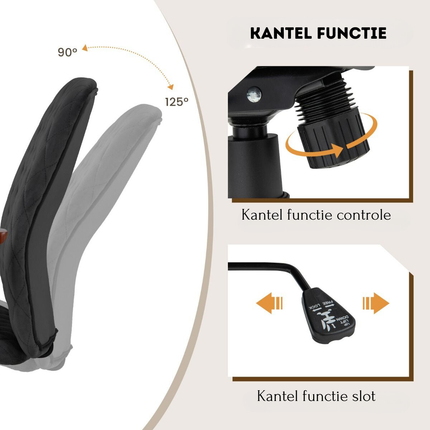 Trendmix Fluwelen Vintage Bureaustoel Met Kantelbare Rugleuning - 150 kg Draagvermogen - Ergonomische Verstelbare Draaibare Thuiskantoor Stoel - Zwart