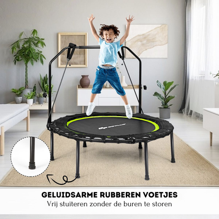 2de kansje Costway Opvouwbare Fitness Trampoline Met Weerstandsbanden - Mini Trampoline - Verstelbaar Zwart/Groen Ø102 cm