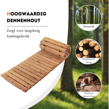 Trendmix Houten Oprolbaar Tuinpad 245 x 43 x 2 cm - Weerbestendig Antisliptextuur Buitenpad - Houten Pad voor Tuin Binnenplaats Aan Zee