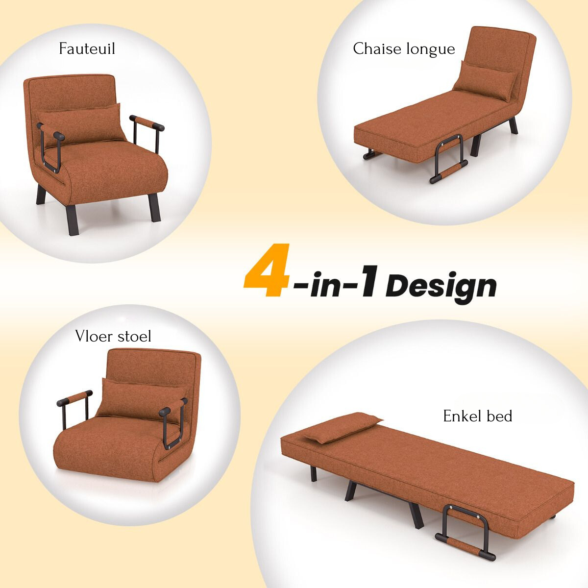 FLEXISPOT Slaapstoel inklapbaar, slaapstoel met bedfunctie, stoel met slaapfunctie, omvormbaar bed, uittrekbare slaapstoel, belastbaar tot 300 kg, grijs FLEXISPOT Slaapstoel inklapbaar, slaapstoel met bedfunctie, stoel met slaapfunctie, omvormbaar bed, uittrekbare slaapstoel, belastbaar tot 300 kg, grijs